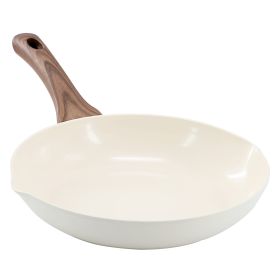 Oster Amberg Choice 12 Inch Ceramic Nonstick Forged Aluminum Frying Pan in Off-White