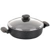 Korkmaz Ornella Non Stick 9.5 Inch 2.5 Liter Low Casserole with Lid in Black