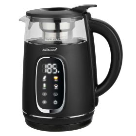 Brentwood 1.7L 1100W BPA Free 360 Cordless Digital Glass Electric Kettle in Black with Tea Infuser