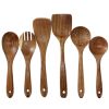 MegaChef 6 Piece Acacia Wood Kitchen Utensil Set in Dark Brown