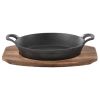 MegaChef Mini Cast Iron Oval Pan with Wood Tray
