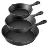 MegaChef Pre-Seasoned 3 Piece Cast Iron Skillet Set