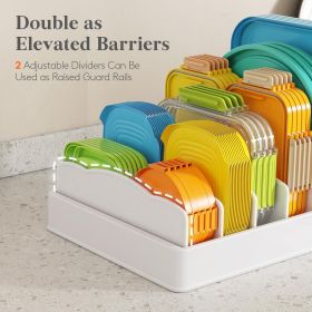 Kitchen Cabinet Organizer for Food Contanier Lid, Expandable Lids Holder with 8 Adjustable Dividers & 9 Sections for Pantry Organizers and Storage