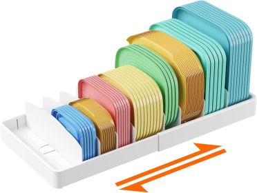Kitchen Cabinet Organizer for Food Contanier Lid, Expandable Lid Holder with 8 Adjustable Dividers & 9 Sections for Pantry Organizers and Storage