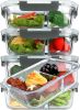 [5-Pack,36 Oz] Glass Meal Prep Containers 2 Compartments Portion Control with Upgraded Snap Locking Lids Glass Food Storage Containers, Microwave