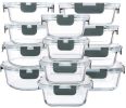 24-Piece Glass Food Storage Containers with Upgraded Snap Locking Lids,Glass Meal Prep Containers Set - Airtight Lunch Containers, Microwave, Oven