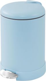 Small Trash Can, 1.2 Gallon | Round Stainless Steel Garbage Bin with Soft Close Lid & Step Foot Pedal | Metal Waste Basket with Removable Inner Bucket