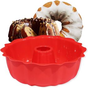 European Grade Top-Level Silicone Cake Mold, Non Stick 9 inch Fluted Tube Cake Pan for Bakeware for Cake, Jello, Gelatin, Bread, Monkey Bread, Brownie