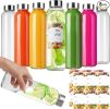 Glass Water Bottles with Stainless Steel Lids 8Pack, Reusable Empty Drinking Bottles for Juices, Smoothies, Tea, Beverages,Kombucha (16fl.oz/500ml