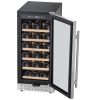 Wine Cooler, 28 Bottle Wine Fridge, Mini Wine Cooler Refrigerator with Glass Door, Adjustable Shelves, Digital Temperature Control
