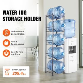 5 Tiers Water Jug Holder, 5 Gallon Water Bottle Holder, Single Row Water Bottle Rack for 5 Bottles, Heavy Duty Water Jug Rack for Kitchen, Office