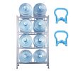 4 Tiers Water Jug Holder, 5 Gallon Water Bottle Holder, Double Row Water Bottle Rack for 8 Bottles, Heavy Duty Water Jug Rack for Kitchen, Office