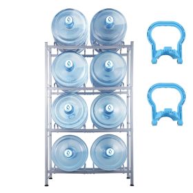 4 Tiers Water Jug Holder, 5 Gallon Water Bottle Holder, Double Row Water Bottle Rack for 8 Bottles, Heavy Duty Water Jug Rack for Kitchen, Office