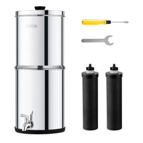 Gravity-fed Water Filter System, 2.25G 304 Stainless-Steel Countertop System, Water Filtration System, Reduces Lead and up to 99% of Chlorine