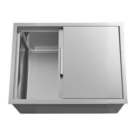 Drop in Ice Chest, 24"L x 18"W x 13"H Stainless Steel Drop in Cooler, 57.8 Quart Commercial Ice Bin with Sliding Lid for Outdoor Kitchen Patio Bar