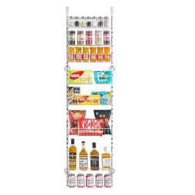 Over the Door Pantry Organizer, 8-Tier Pantry Organization and Storage, Heavy-Duty Steel Hanging Spice Rack, Adjustable Wall Seasoning Shelves