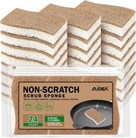 Sponges Non Scratch, 24Count, Natural Sponge for Non Stick Cookware, Sponges Kitchen, Cellulose Scrub Sponge for Dishes, Cleaning Power for Kitchen