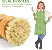 Bamboo Dish Brush Set with Soap Holder, Wooden Dish Scrubber with Soap Dispenser, Natural Kitchen Scrub Brush, Washing Pot/Pans/Cast Iron, 2 Pack