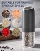 Gravity Electric Salt and Pepper Grinder Set, Battery Powered Automatic Pepper Mills with Adjustable Coarseness, One Hand Operation