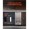 Wine Cooler, 28 Bottle Wine Fridge, Mini Wine Cooler Refrigerator with Glass Door, Adjustable Shelves, Digital Temperature Control