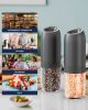 Gravity Electric Salt and Pepper Grinder Set, Battery Powered Automatic Pepper Mills with Adjustable Coarseness, One Hand Operation