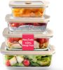 Non-Toxic 4 Pack - Glass Food Storage Containers With Lids â€“ Plastic Free, Airtight Meal Prep Containers, Multi-Size (12, 21, 35, 50 Oz)