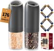 Gravity Electric Salt and Pepper Grinder Set, Battery Powered Automatic Pepper Mills with Adjustable Coarseness, One Hand Operation