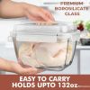17 Cups / 132 Oz / 3900ml Large Glass Food Storage Containers with Lids - Leakproof, BPA-Free Large Meal Prep Container Ideal for Roasting Turkey