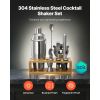 Cocktail Shaker Set, 10-Piece Stainless Steel Bar Tools with Bamboo Stand, Martini Bartender Kit Accessories | Mixer Spoon, Muddler, Jigger, Strainer