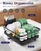 Dish Drying Rack for Kitchen Counter, Stainless Steel Sink Organization and Storage Essentials with Cutlery Holder, Home and Appartment Decor