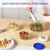 4 Pack Glass Bowls with Lids (1, 2, 4, 7 Cup), Food Storage Containers, Meal Prep and Leftovers Keeper, Lunch Container, Microwave