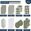 Kitchen Towel and Pot Holder Sets 20 Pc - Eco Friendly Reusable Cotton Dish Towels, Soft Flour Sack Tea Towels, Absorbent Kitchen Hand Towels