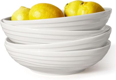 Pasta Bowls 32oz, Ceramic Large Salad Bowls 8 inch, Soup Bowls Set of 4, White Serving Bowls for Entertaining, Wide Shallow Dinner Bowls Plates