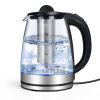 Electric Kettle with Stainless Steel Removable Infuser: 2L Borosilicate Glass Electric Tea Kettle , 1500W Boiling Water Pot, Auto Shut Off
