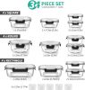 34pcs Glass Food Storage Containers with Lids Set, Airtight Glass Meal Prep Containers (17 Containers 17 Lids), Leak Proof Lunch Container BPA-Free