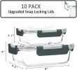 [10-Pack] Glass Meal Prep Containers with Lids, Food Storage Containers with Snap Locking Lids, Airtight Lunch Containers, Microwave, Oven