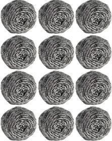 12Pcs Steel Wool Scrubber Pads for Cleaning Dishes, Pans, Pots, Ovens, Grills, Sinks - Stainless Steel Scrubbers for Kitchen, 12 Pack