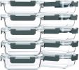 10-Pack,22 Oz Glass Meal Prep Containers,Glass Food Storage Containers with lids,Lunch Containers,Microwave, Oven, Freezer and Dishwasher (Gray)
