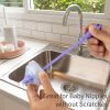 Silicone Bottle Cleaner Brush, 3 Piece Set, Long Handle - Water Bottle Cleaner, Baby Bottle Nipple Brush for Plastic & Glass