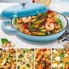 Cast Iron Casserole Braiser;  3.8 Quart; Heavy Duty Casserole Skillet with Lid and Dual Handles;  Porcelain Enameled Surface Cookware Pot