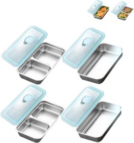 Stainless Steel Snack Containers with Lids Meal Prep Food Storage Container Lunch Box Multi Compartment Reusable Leak-Proof Design for Travel,Snacks