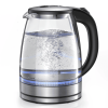 1.7L Glass Boiler Electric Tea Kettle with Blue LED Indicator Light, Silver