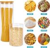 Glass Food Storage Jars, 7 Pack Kitchen Containers with Airtight Bamboo Wooden Lids for Pasta, Cookies, Nuts, Coffee Beans, Cereal
