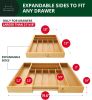 Luxury Bamboo Kitchen Drawer Organizer - Silverware Organizer, Utensil Holder Cutlery Tray Drawer Dividers for Flatware (9 Slot, Natural)