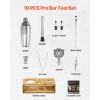 Cocktail Shaker Set, 10-Piece Stainless Steel Bar Tools with Bamboo Stand, Martini Bartender Kit Accessories | Mixer Spoon, Muddler, Jigger, Strainer