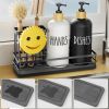 Kitchen Dish Soap Dispenser Set, 16OZ Glass Bottle, Hand and Dish Soap Dispenser Set, Instant Dry Tray, Non-Slip Silicone Pad