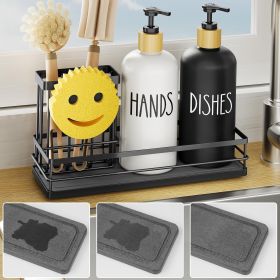 Kitchen Dish Soap Dispenser Set, 16OZ Glass Bottle, Hand and Dish Soap Dispenser Set, Instant Dry Tray, Non-Slip Silicone Pad