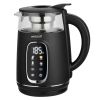 Brentwood 1.7L 1100W BPA Free 360 Cordless Digital Glass Electric Kettle in Black with Tea Infuser