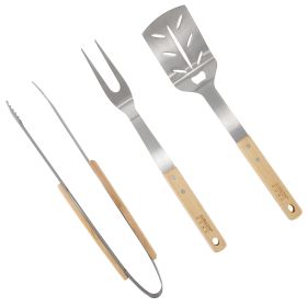 Gibson Home Barbecue Plus 3 Piece Barbecue Tool Set with Rubberwood Handles