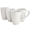 Gibson Elite Earlhart 4 Piece 16 Ounce Stoneware Assorted Pattern Mug Set in White